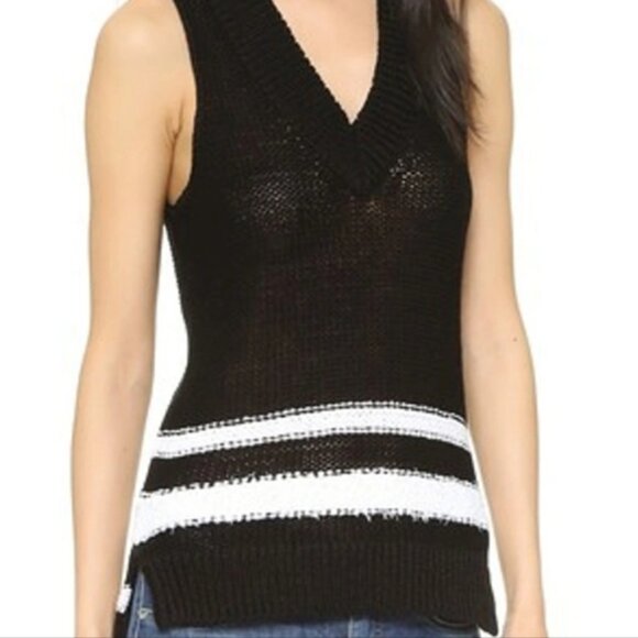 RAG BONE'DINA STRIPE CHUNKY KNIT SLEEVELESS TOP - Picture 2 of 15